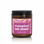 Darilna dišeča sveča z napisom in vonjem burbonske vanilije - Polepšaš mi dan!